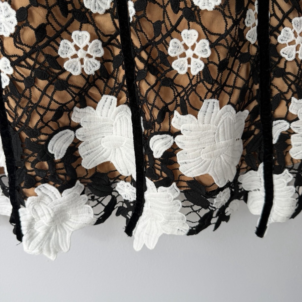 NWT ELLIATT Pembroke Lace Corset Mini Dress Black Nude 3D Floral Bustier XXS 0 - Picture 4 of 16
